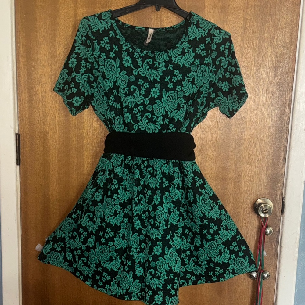 Lucie Lu Chic Black and Green Floral Mini Dress